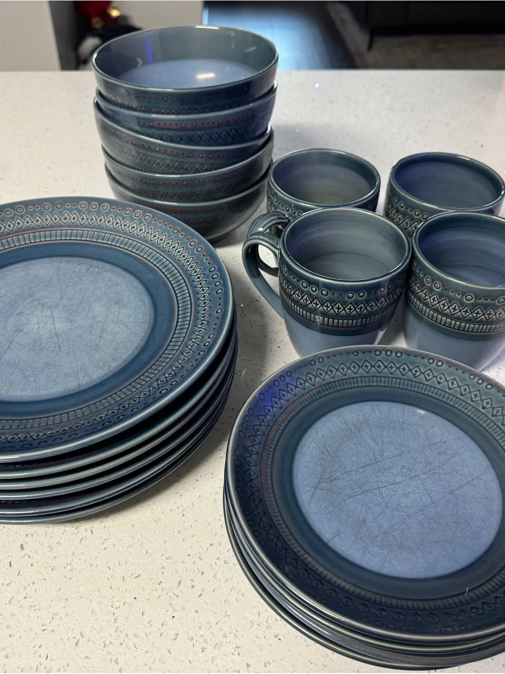 Threshold Kingfield Blue Stoneware 20pc Dinnerware Set